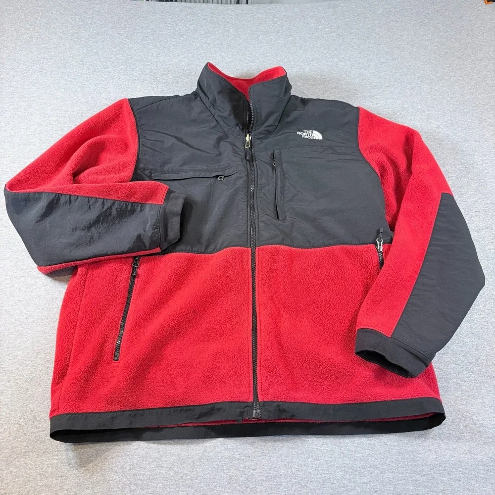 The North Face Denali Fleece Jacket Mens XL Red Black Full Zip Polartec Coat